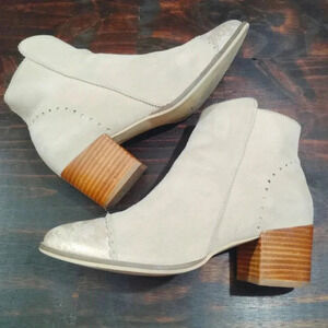 Silent D Moneybag Ankle Boots Tawny Suede Leather Beige US 6.5 EU 37
